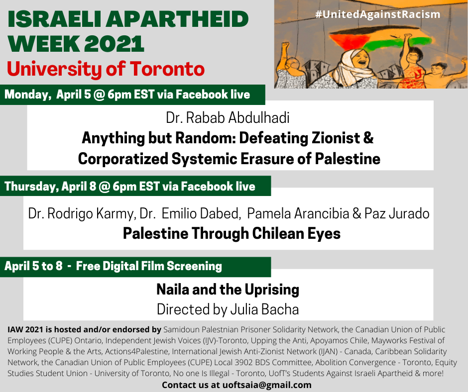 Thurs. April 8 6pm EST Palestine Through Chilean Eyes panel